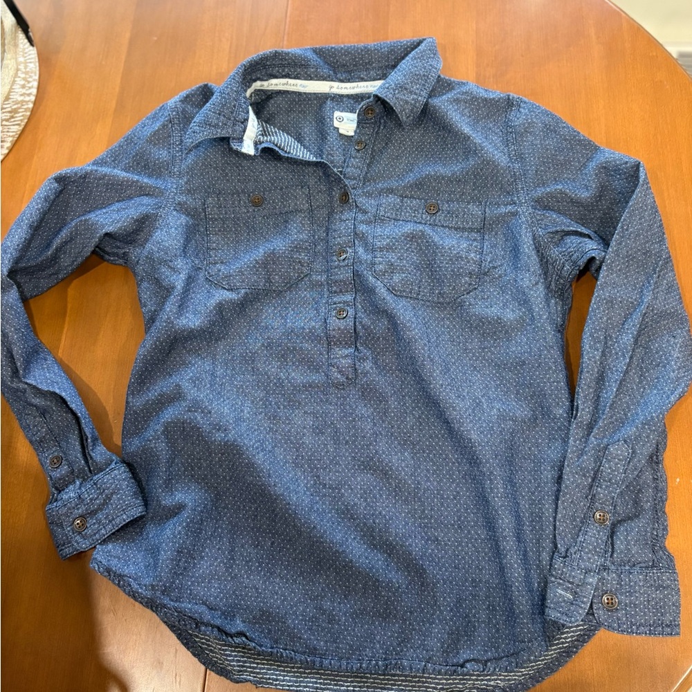 Toms Denim Blue Button-Up Shirt